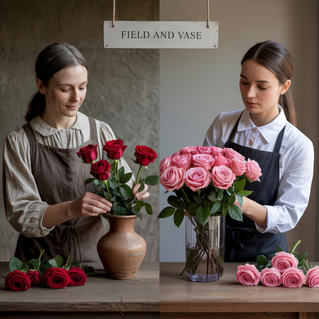 Luxury White O’Hara garden roses bouquet with delicate blush center, premium fragrant flowers arranged by Field & Vase UAE florist